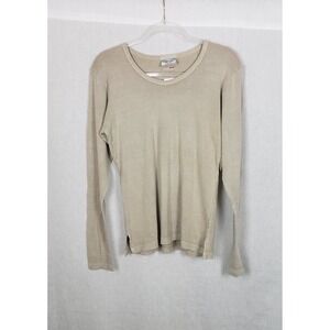 Hard Tail Forever Womens Long Sleeve Slub Tee Khaki Tan OS Casual Earthy